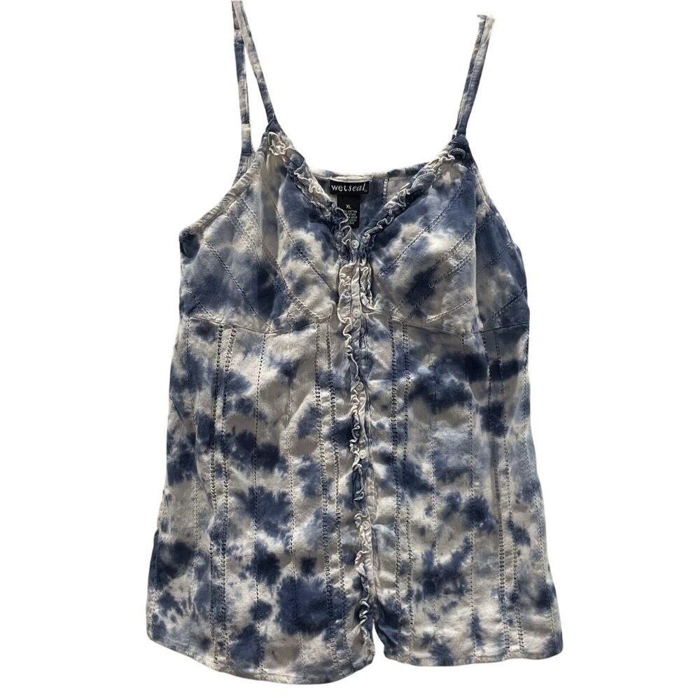 Y2K Babydoll Top Womens XL Tie Dye Camisole Shirt Wet Seal Festival Boho Fairy